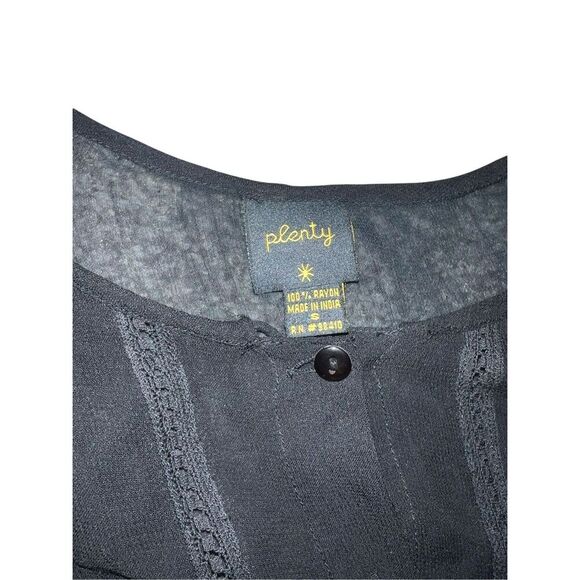 Plenty black sheer blouse size s Short Sleeves Crew Neck Minimalist Monochrome - Picture 3 of 4